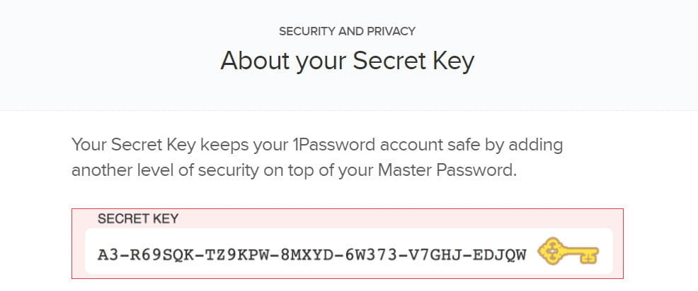 1password secret key